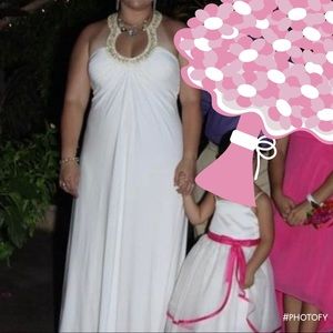 Long formal dress gold beading detail